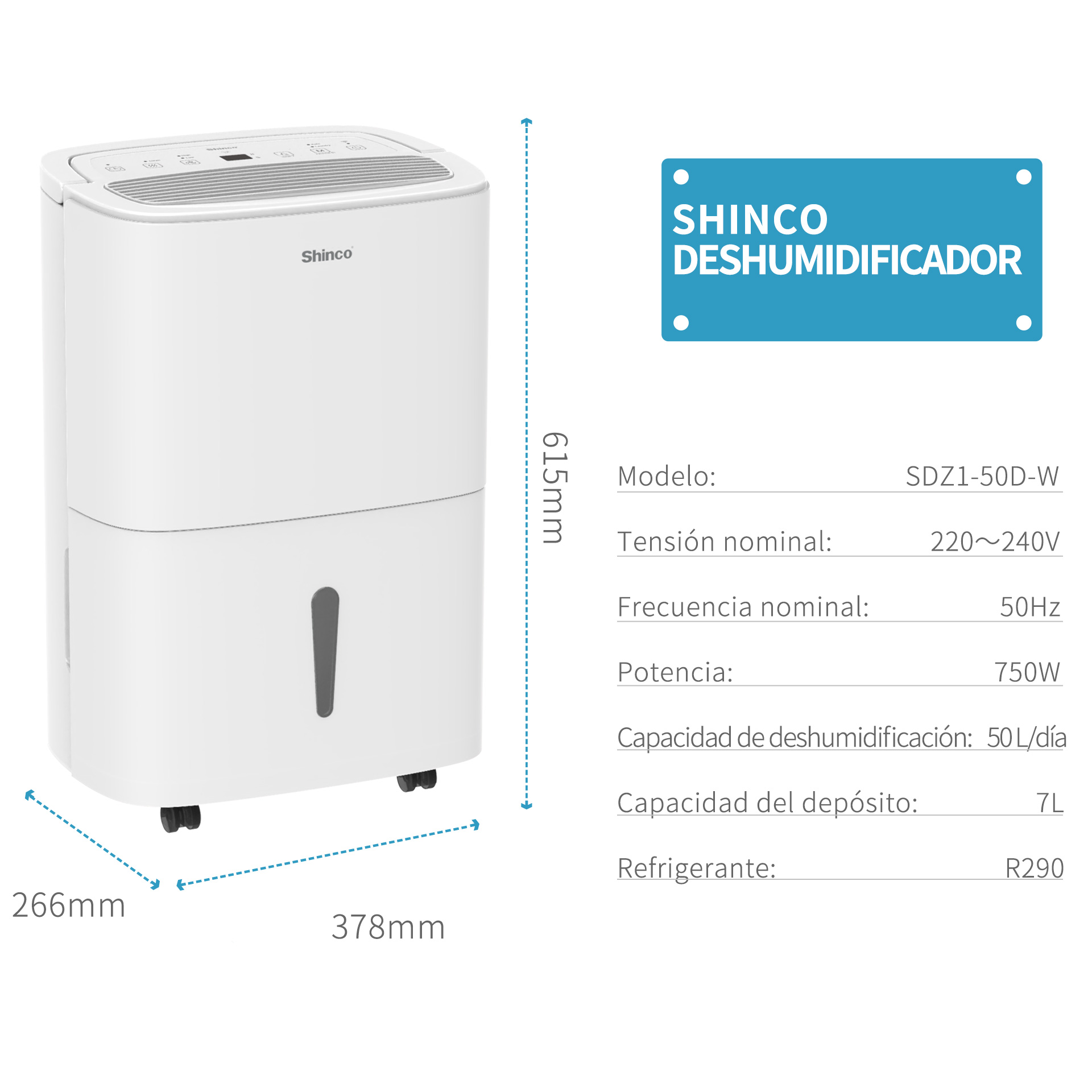 Shinco SDZ1-50D 50L WIFI Deshumidificador (ES)