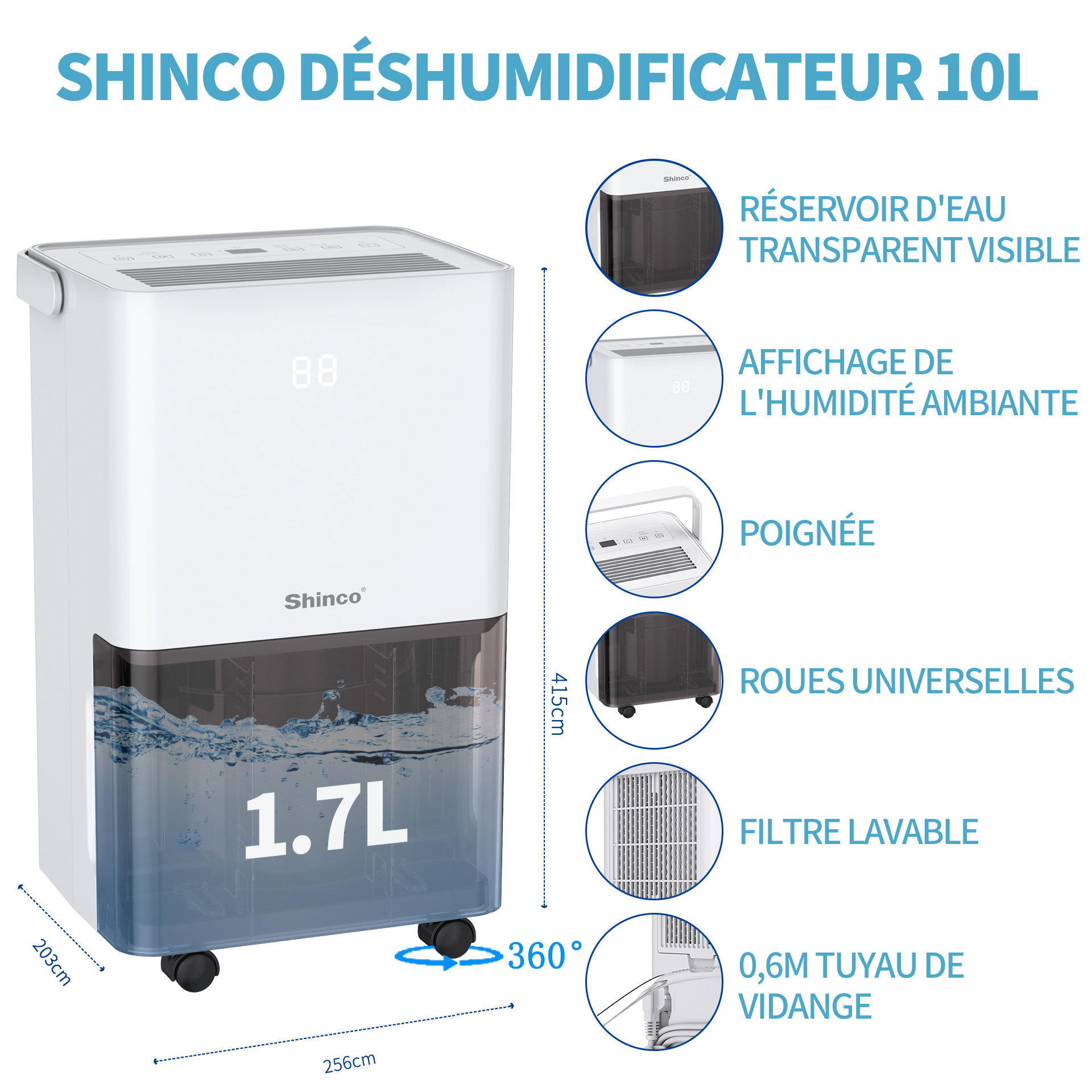Shinco Déshumidificateur SDZ1-50D 50L (FR)
